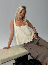 Alanah Lace Trim Top Lemon