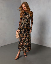 Solflower Printed Mesh Midi Dress