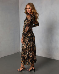 Solflower Printed Mesh Midi Dress