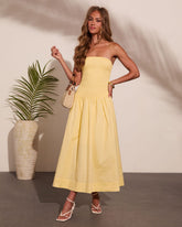 Sunbeam Dream Strapless Poplin Maxi Dress
