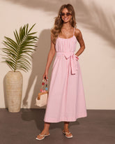 Coastal Daydream Striped Waist Tie Maxi Dress