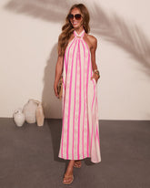 Elinna Striped Halter Neck Mini Dress