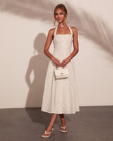 Abrille Polka Dot Halter Neck Maxi Dress