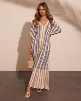 Paradise Glow Striped Kaftan Maxi Dress