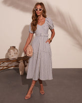 Daylight Muse Striped Belted Midi Dress