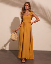 Resort Romance Ruffle Trim Maxi Dress