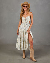 Desert Daisy Floral Cut Out Maxi Dress