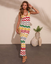 Gerie Knit Chevron Print Cover Up Maxi Dress