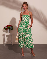 Coastal Heirloom Cotton Abstract Print Midi Dress