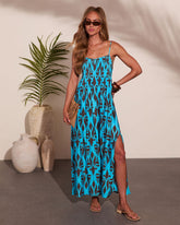 Tidewater Glow Geometric Print Maxi Dress