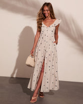 Days Muse Striped Embroidered Floral Maxi Dress