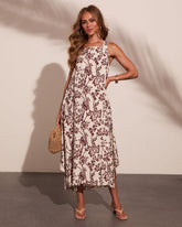 Jordanah Floral Print Midi Dress