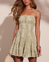 Chic Leisure Embroidered Abstract Print Mini Dress