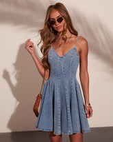 Sweet Liberty Pleated Denim Mini Dress