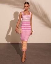 Afternoon Spritz Knit Chevron Midi Dress