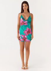 Orion Beaded Chiffon Mini Dress - Petal Reef