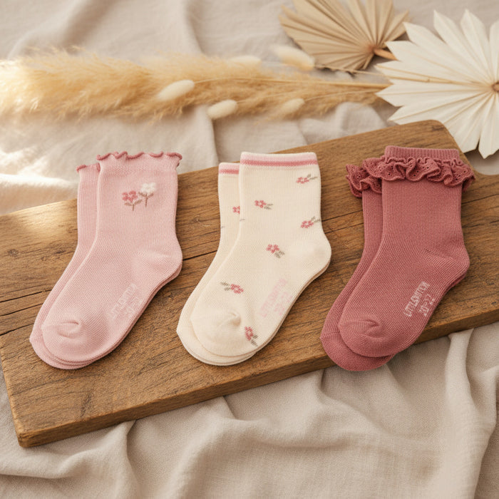 Little Dutch Little Farm Babysocken Rosa im 3er-Pack Größe 17–19