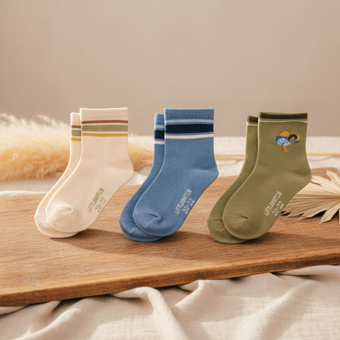 Little Dutch Little Farm Kindersocken Grün Creme Blau im 3er-Pack Größe 23–26