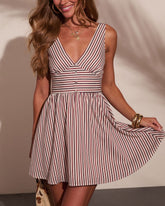 Sunlit Heritage Striped Mini Dress