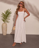 Lovely Ever After Embroidered Cotton Eyelet Maxi Dress