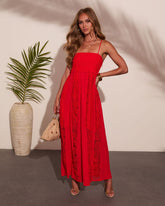 Coastal Elegance Cotton Crochet Maxi Dress