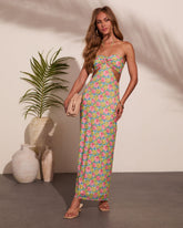 Clarise Floral Cut Out Halter Neck Maxi Dress