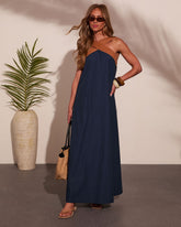 Barefoot Belle Cotton Contrast Halter Neck Maxi Dress