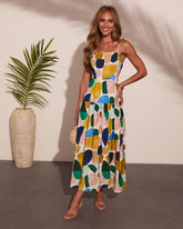 Sunset Reservation Abstract Print Maxi Dress