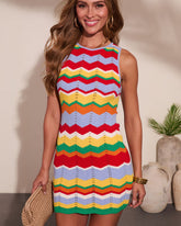 Getaway Glow Striped Knit Mini Dress