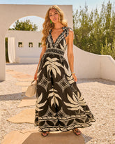 Villa Glamour Cotton Tropical Print Maxi Dress