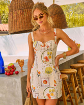 Sunlit Market Novelty Tomato Print Mini Dress