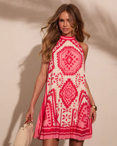 Tessah Abstract Halter Neck Mini Dress