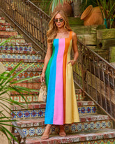 Glory Days Linen Blend Color Block Maxi Dress