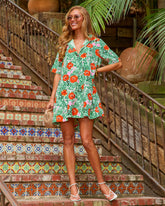 Petal Cove Floral Print Mini Shirt Dress
