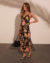 Blooming Grace Floral Lace Trim Slip Maxi Dress