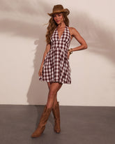 Mirana Gingham Print Halter Neck Mini Dress