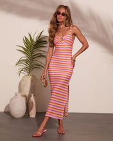 Vacation Pending Striped Cut Out Maxi Dress