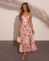 Day Bloom Abstract Floral Print Maxi Dress