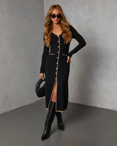 Maderia Contrast Trim Midi Sweater Dress