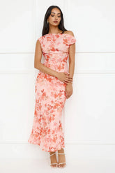 Coastline Chic Off Shoulder Maxi Dress Orange