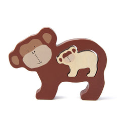 Holz-Babypuzzle Herr Affe von Trixie – nachhaltiges erstes Puzzle mit Tierbaby und Elterntier für Kinder ab 18 Monaten