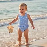 Badeanzug Volants Daisies Blue | Little Dutch