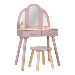 Frisiertisch Kinder aus Holz – Schminktisch mit Spiegel & Zubehör