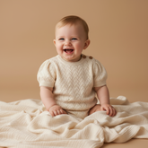 Gestrickter Pullover kurzarm Creme | Little Dutch