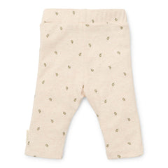Baby-Leggings Green Leaves von Little Dutch Größe 44 – Detailansicht der weichen Bio-Baumwollhose im Little Farm Blattdesign