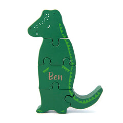 Trixie Puzzle-Figur Herr Krokodil aus Holz personalisierbar mit Gravur – Motorikspielzeug aus MDF für Kinder ab 2 Jahren