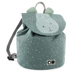 Trixie Mini-Rucksack Herr Nilpferd in Grün – Kinder-Rucksack aus Baumwolle mit Kordelzug und Klettverschluss für Kita und Freizeit