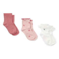 Little Dutch Socken-Set Fairy Garden Größe 23–26 für 3–4 Jahre – drei Paar Kindersocken in Rosa und Pink mit verspielten Details