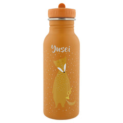 Orange Trixie Kinder-Trinkflasche Herr Fuchs 500 ml aus Edelstahl – robuste Flasche mit Fuchsmotiv für Kita, Schule und Ausflüge