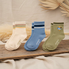 Little Dutch Little Farm Kindersocken Grün Creme Blau im 3er-Pack Größe 20–22
